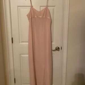 Rimini-Women's Full Length Formal Dress- Light Pink/Rhinestone Accent- Size 14